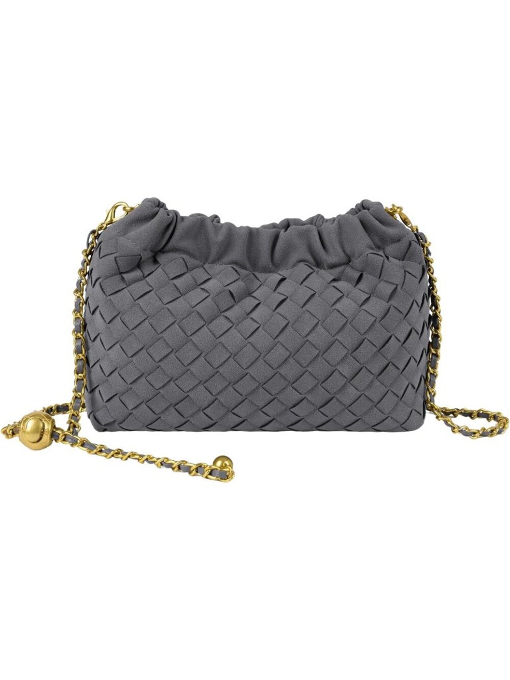 👜 Women's Grey Faux Leather Crossbody Bag Trendy Dumpling Evening Purse